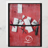 木製モノグラム赤ホワイト黒の手紙ホルダー (正面/裏面)