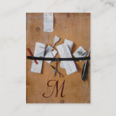 木製モノグラム、赤褐色の手紙ホルダー 名刺 (裏面)