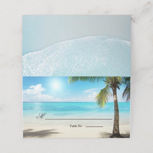 木製ユニークのビーチの花結婚の プレイスカード (外部開封)