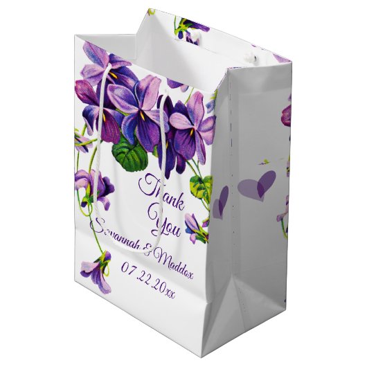 木製ユニークのビーチの花結婚の ミディアムペーパーバッグ (正面アングル)