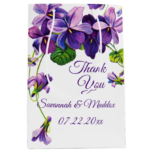 木製ユニークのビーチの花結婚の ミディアムペーパーバッグ (正面)