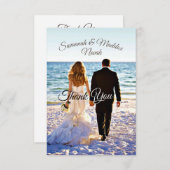 木製ユニークのビーチフラワー結婚ズ・サンキュー サンキューカード (正面/裏面)