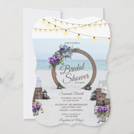 木製ユニークアーバービーチ花ブライダルシャワー (正面)