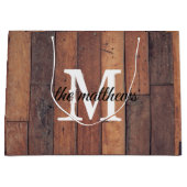 木製ユニークモノグラム素朴ファームハウスバーン ラージペーパーバッグ (正面)