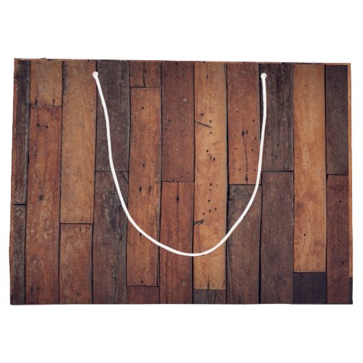 木製ユニークモノグラム素朴ファームハウスバーン ラージペーパーバッグ (裏面)