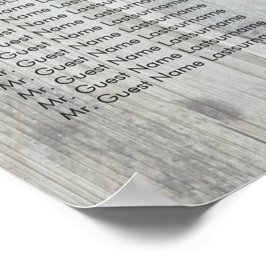 木製ライトとストリングライト結婚のシーティングチャート ポスター (角)