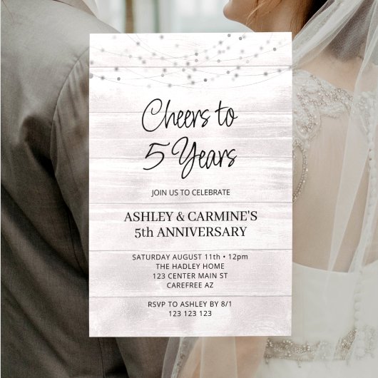 木製ラスティック 結婚5周年記念 招待状