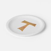 木製ルックフランシスカンタウクロス ペーパープレート (アングル)