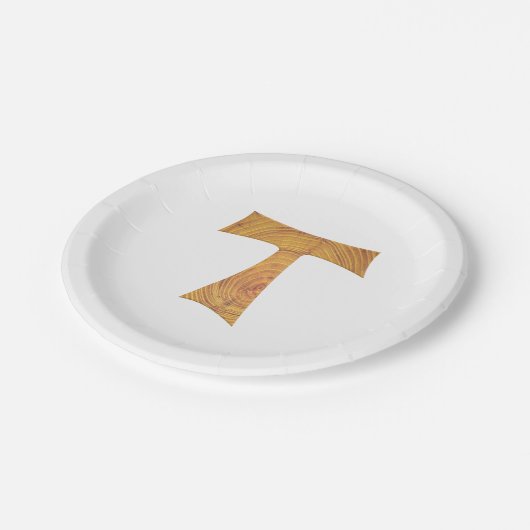 木製ルックフランシスカンタウクロス ペーパープレート (アングル)