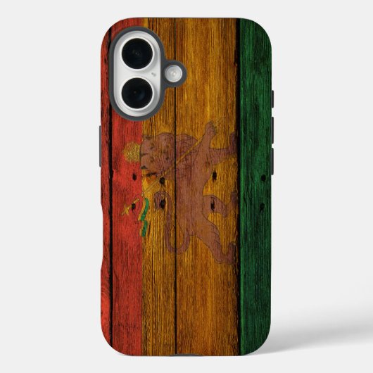 木製レゲエラスタフラッグライオンミュージックアート Case-Mate iPhoneケース (裏面)