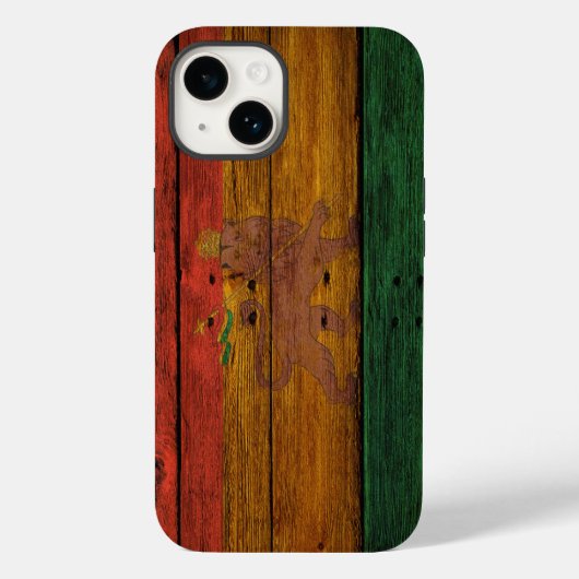 木製レゲエラスタフラッグライオンミュージックアート Case-Mate iPhoneケース (裏面)