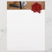 木製レッドワックスシールモノグラムブラウンのレターホルダー (正面)