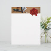 木製レッドワックスシールモノグラムブラウンのレターホルダー (スタンド正面)