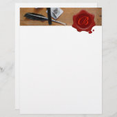 木製レッドワックスシールモノグラムブラウンのレターホルダー (正面/裏面)