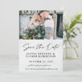 木製レトロ風 写真付き Save the Date 招待状 (スタンド正面)