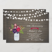 木製レトロ風 ５０周年サプライズ結婚記念日 招待状 (正面/裏面)