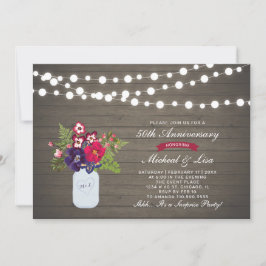 木製レトロ風 ５０周年サプライズ結婚記念日 招待状