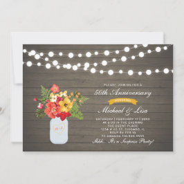 木製レトロ風 50周年サプライズ結婚記念日 招待状