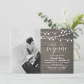 木製レトロ風 50周年記念写真 ウェディングアニバーサリー 招待状 (スタンド正面)