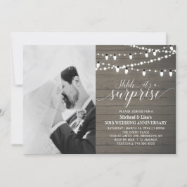 木製レトロ風 50周年記念写真 ウェディングアニバーサリー 招待状