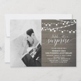 木製レトロ風 50周年 フォト ウェディング アニバーサリー 招待状