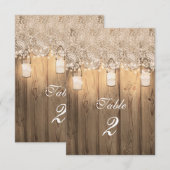 木製レースとライト付きメイソンジャー テーブルナンバー (正面/裏面)