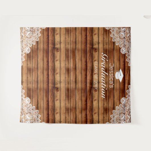 木製レース卒業写真背景タペストリー タペストリー (正面(横))