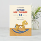 木製ロッキングホース赤ちゃんシャワー 招待状 (スタンド正面)