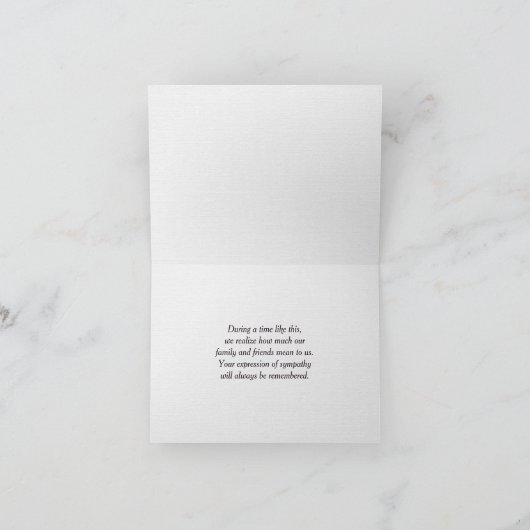 木製ローボート悔やみや弔慰家族からありがとう カード (内部)