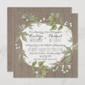 木製ローレルリーフウバビーズブレスリース 招待状 (正面/裏面)