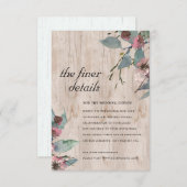 木製ワイルドピンクユーカリ結婚フローラ詳細 エンクロージャーカード (正面/裏面)