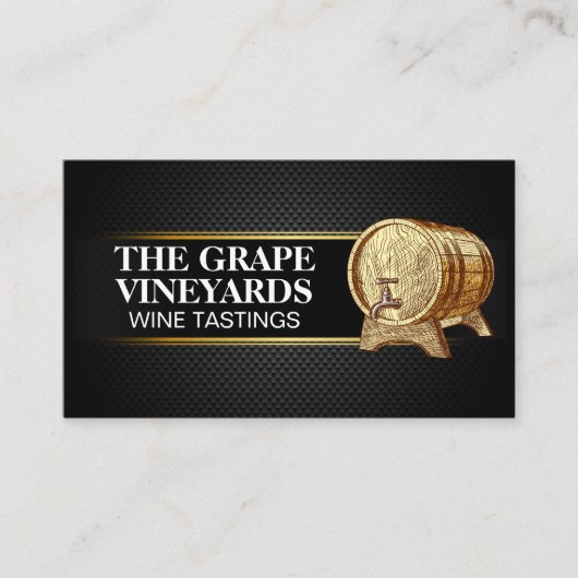 木製ワインバレル |黒色炭素繊維パターン 名刺 (正面)