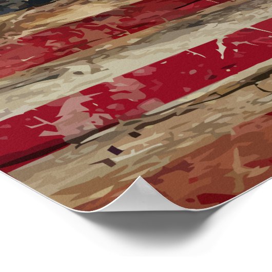 木製ヴィンテージアメリカ国旗 ポスター (角)