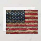 木製ヴィンテージアメリカ国旗 ポストカード (正面/裏面)