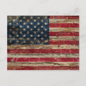 木製ヴィンテージアメリカ国旗 ポストカード (正面)