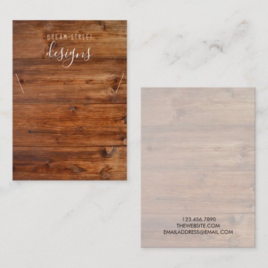 木製ヴィンテージネックレスディスプレイカード 名刺 (正面/裏面)