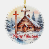 木製伝統的のキリスト教会のフェスティバル灯 セラミックオーナメント (正面)