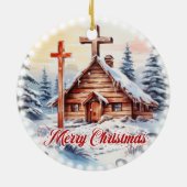 木製伝統的のキリスト教会のフェスティバル灯 セラミックオーナメント (裏面)