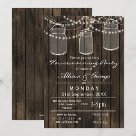木製倉庫風メイソンジャーを使った、かわいい新築祝いの招待状 招待状