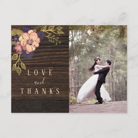 木製写真ウェディング感謝カード ポストカード (正面)