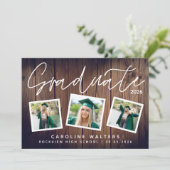 木製写真素朴コラージュ卒業 案内状 (スタンド正面)