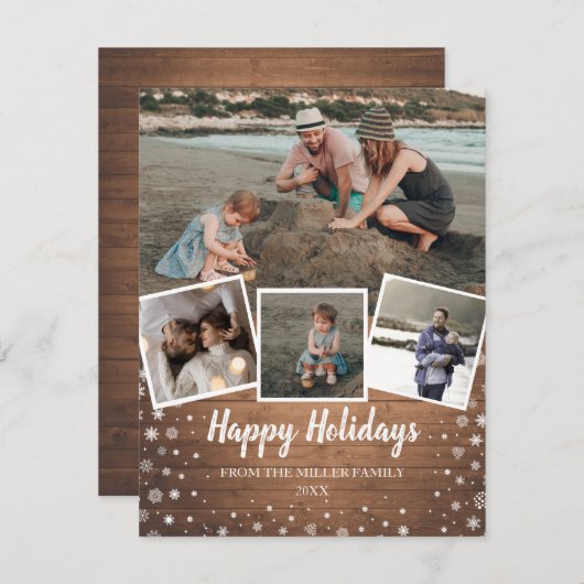 木製写真素朴コラ数々のージュ シーズンカード (正面/裏面)