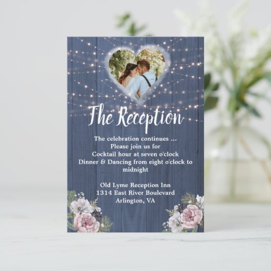 木製写真素朴結婚式レセプションカード 出欠カード (スタンド正面)