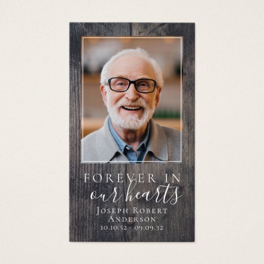 木製写真葬儀記念祈りの言葉カード (正面)