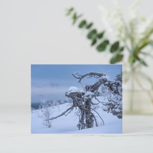 木製凍っていエイリアンはがき ポストカード (スタンド正面)