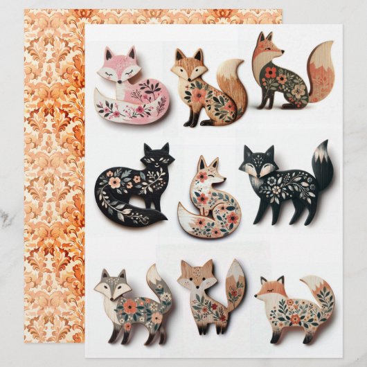 木製動揺してキツネ装飾 (正面/裏面)