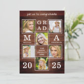 木製卒業証書6枚写真コラージュ卒業おめでとう 招待状 (スタンド正面)