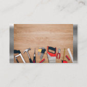 木製卓上の大工の道具 |金属トリム 名刺 (裏面)