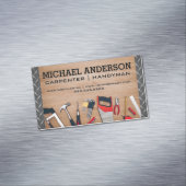 木製卓上の大工の道具 |金属鋼 マグネット名刺 (インサイチュ)