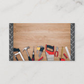 木製卓上の大工の道具 |金属鋼 名刺 (裏面)